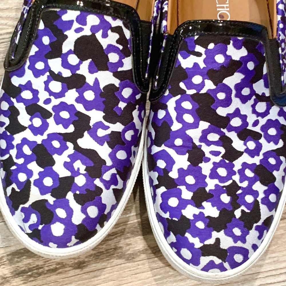 Jimmy Choo Demi Violet Floral Printed Jacquard Slip On Sneakers - Picture 8 of 14